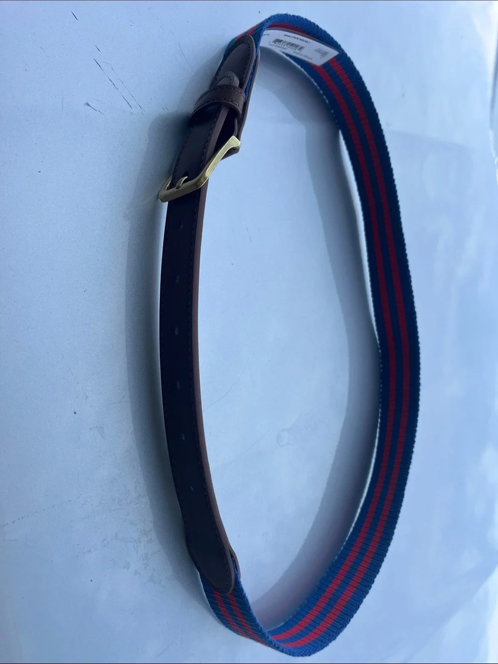 Navy and Red Kids 30mm Stripe Web Belt